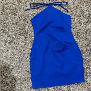 Chic Strapless Blue Halter Dress  Size Medium (F)